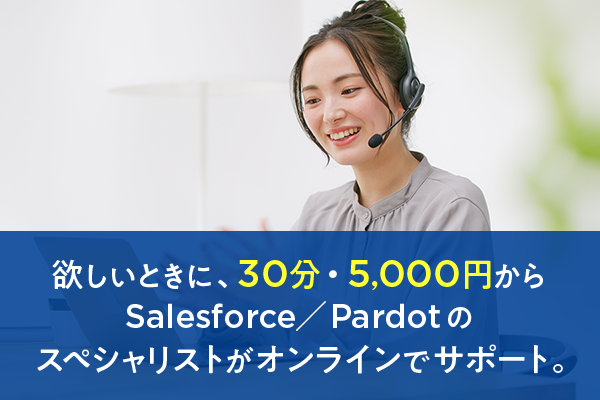 【Webスポットサポート】欲しいときに、30分・5,000円からSalesforce／Pardotのスペシャリストがオンラインでサポート。